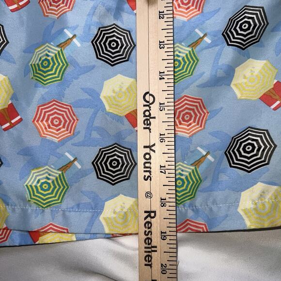 Peter Millar Swim Trunks Men Size L Blue Umbrella Legs Print Shorts Beach Preppy - Picture 4 of 16